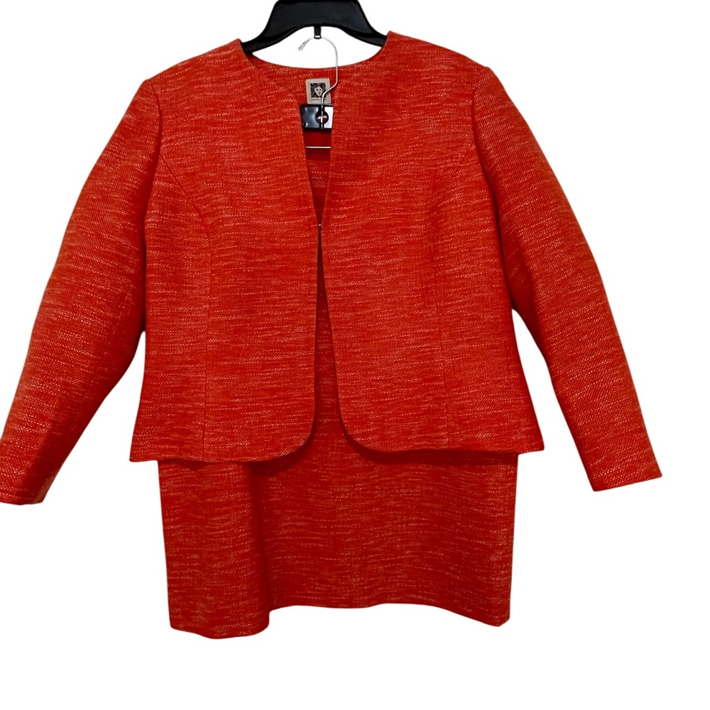 Women's Orange and White Suit Jacket and Skirt
